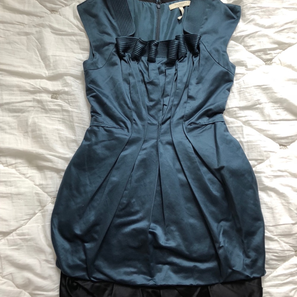 Bcbg runway blue dress with wave neck